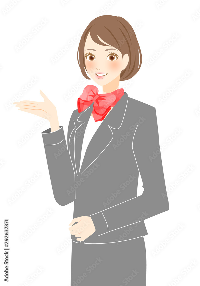 制服姿の働く女性 人物 若い 窓口対応のイラスト