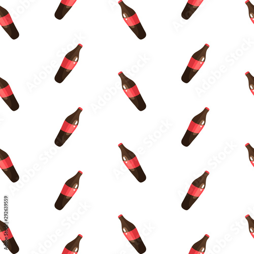 Seamless pattern with dark red bottles of soda
