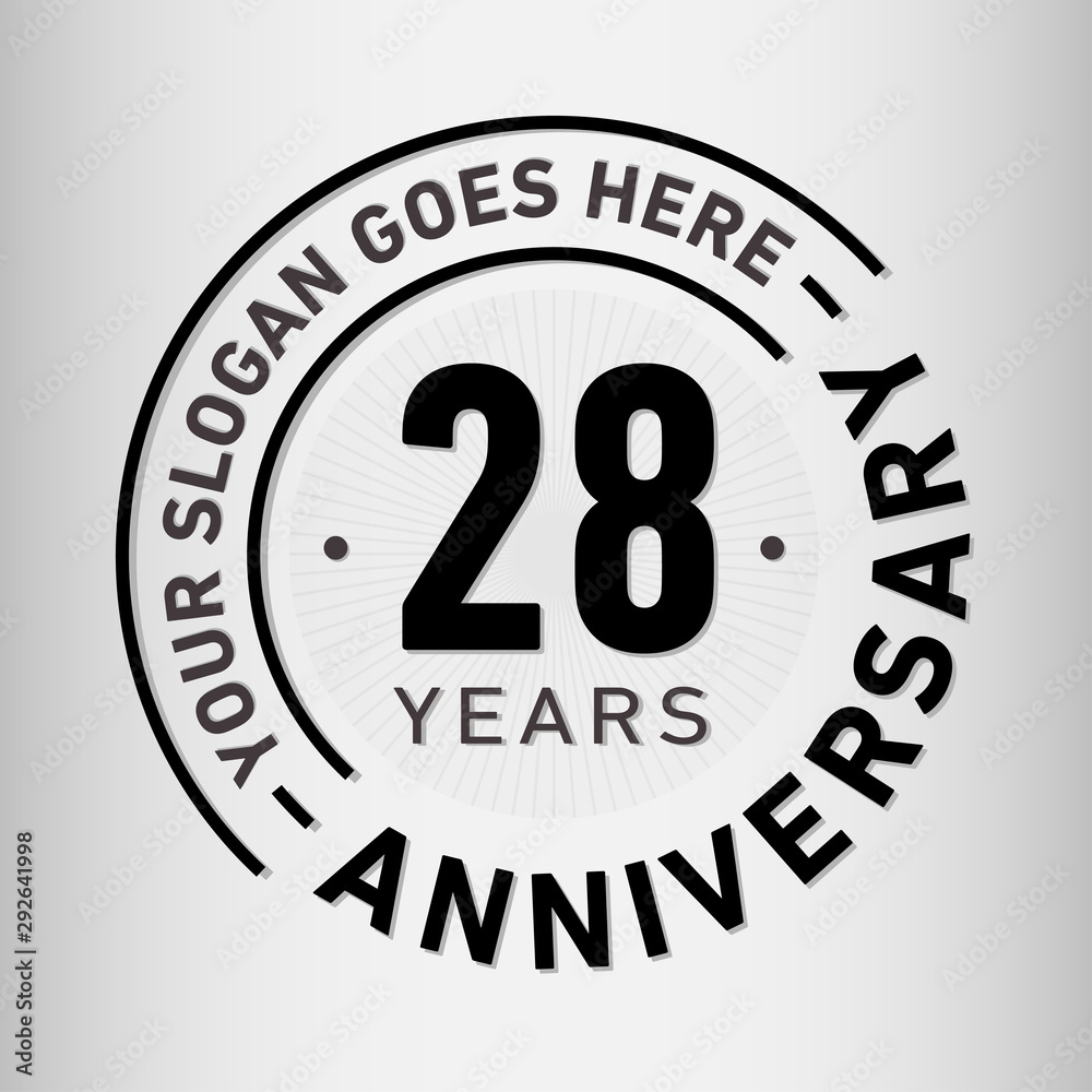 28 years anniversary logo template. Twenty-eight years celebrating logotype. Vector and illustration.