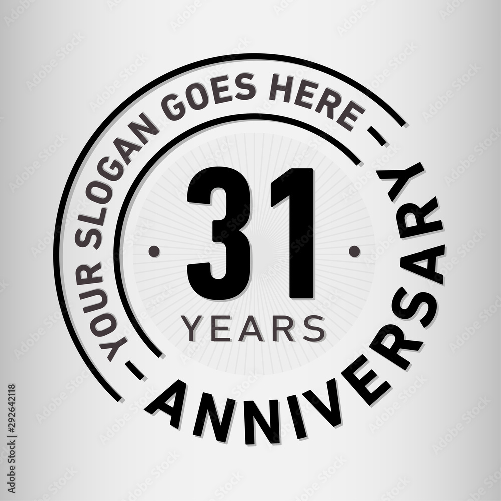 31 years anniversary logo template. Thirty-one years celebrating logotype. Vector and illustration.