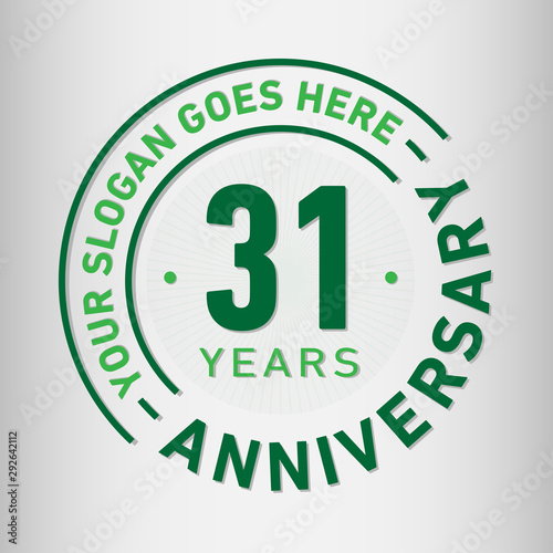 31 years anniversary logo template. Thirty-one years celebrating logotype. Vector and illustration.