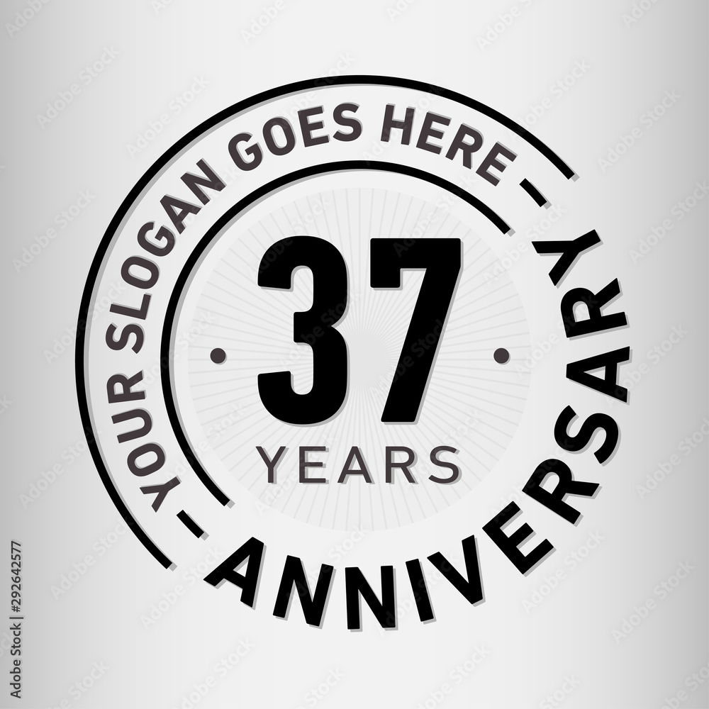 37 years anniversary logo template. Thirty-seven years celebrating logotype. Vector and illustration.