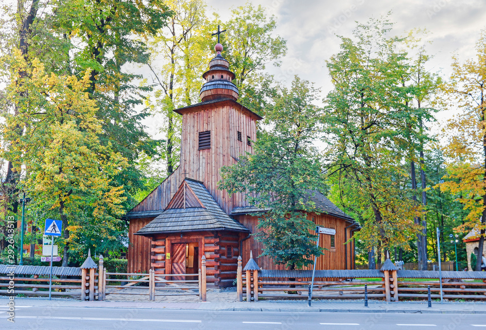 ZAKOPANE, POLAND - JULY 27, 2018: Old wooden church