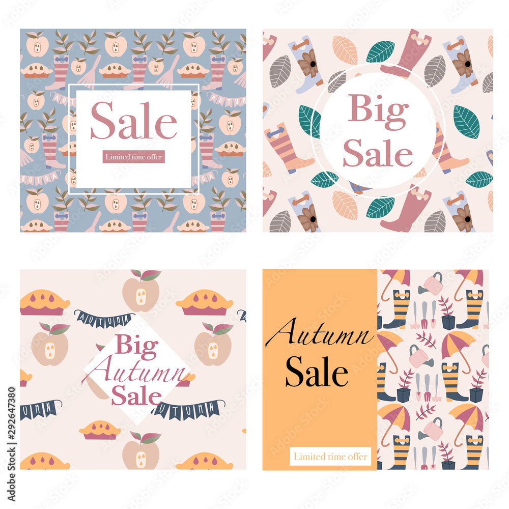 Fototapeta premium banners with autumn elements.Vector elements.