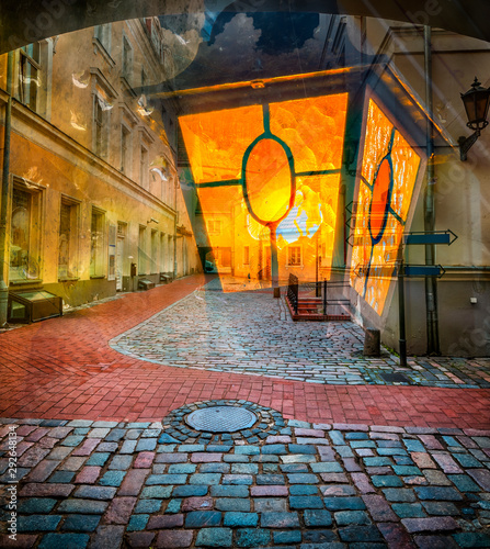 Night in old medieval city, Europe