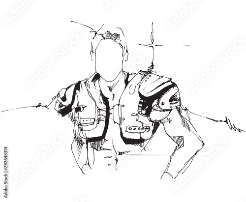 Drawing of a man wearing sh...