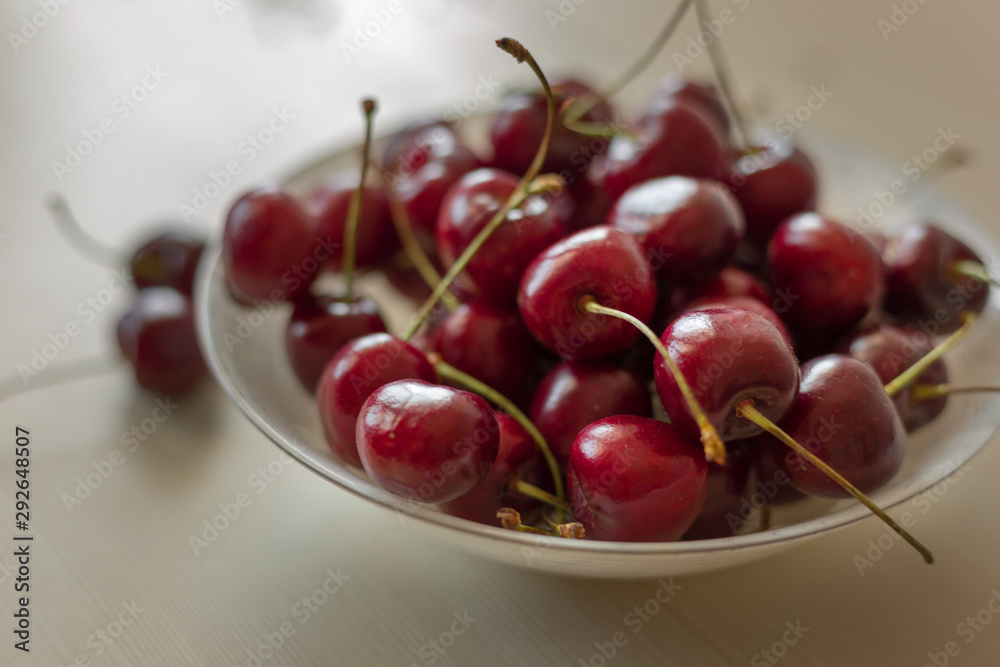 Bowl of sweet cherry. For design themes of fresh berries and fruits, food, health. Image.. Bowl of sweet cherry. For design themes of fresh berries and fruits, food, health. Image..