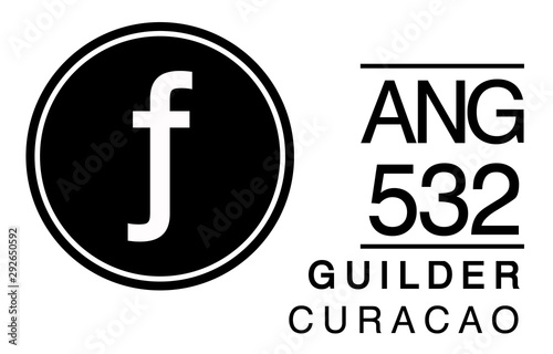 f, ANG, 532, Guilder, Curacao Banking Currency icon typography logo banner set isolated on background. Abstract concept graphic element. Collection of currency symbols ISO 4217 signs used in country
