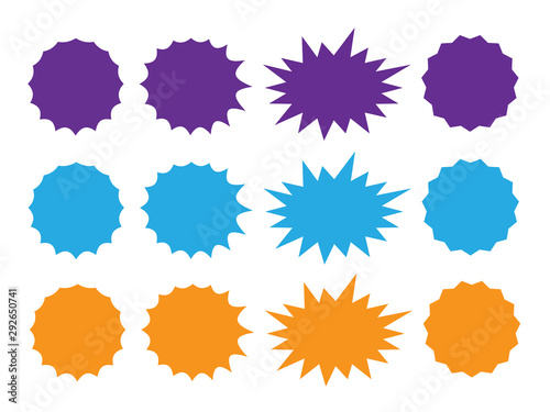 Starburst explosion comic shapes. Speech boom bubble