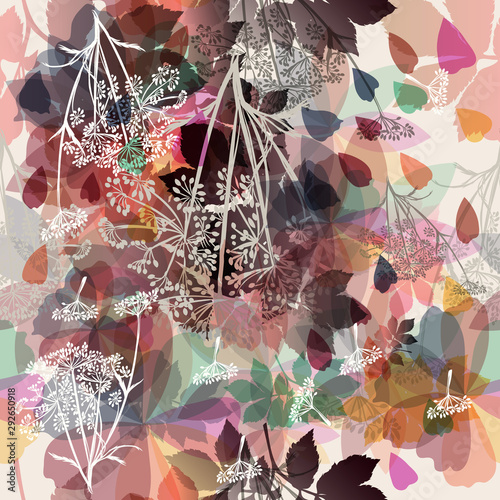 Floral background in bright colors and autumn plants