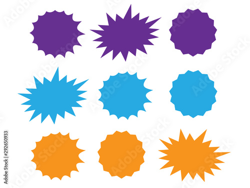 Starburst speech bubbles set. Bursting icon. Starburst isolated icons set