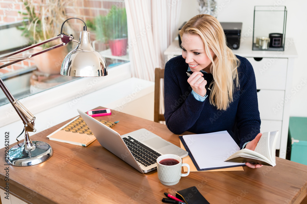 Smiling woman looking at laptop Smiling woman looking at laptop