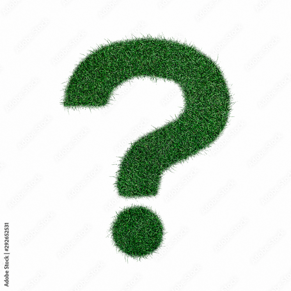 Question mark sign made of grass - aklphabet green environment nature Question mark sign made of grass - aklphabet green environment nature