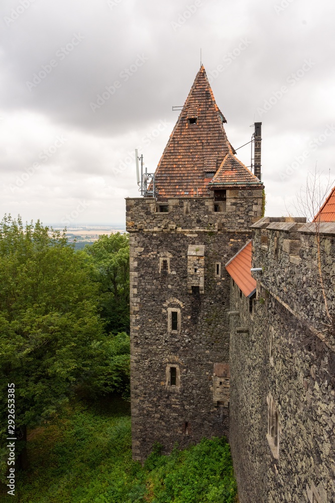 Medieval castle stone tower and walls (Grodziec, Poland)