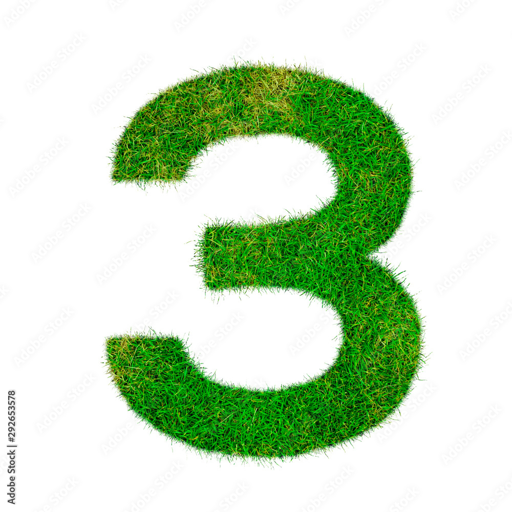 Number 3 three made of grass - aklphabet green environment nature Number 3 three made of grass - aklphabet green environment nature