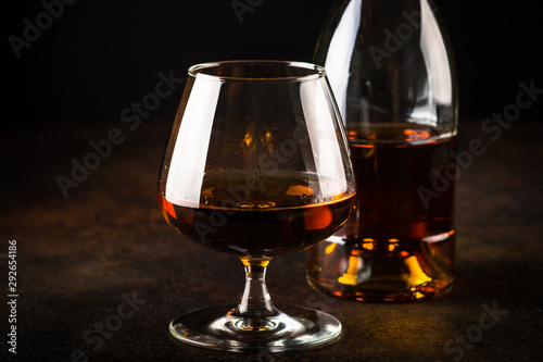 Cognac or brandy in the glass. photo