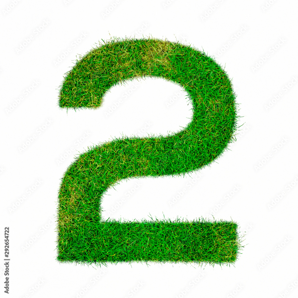 Number 2 two made of grass - aklphabet green environment nature Number 2 two made of grass - aklphabet green environment nature