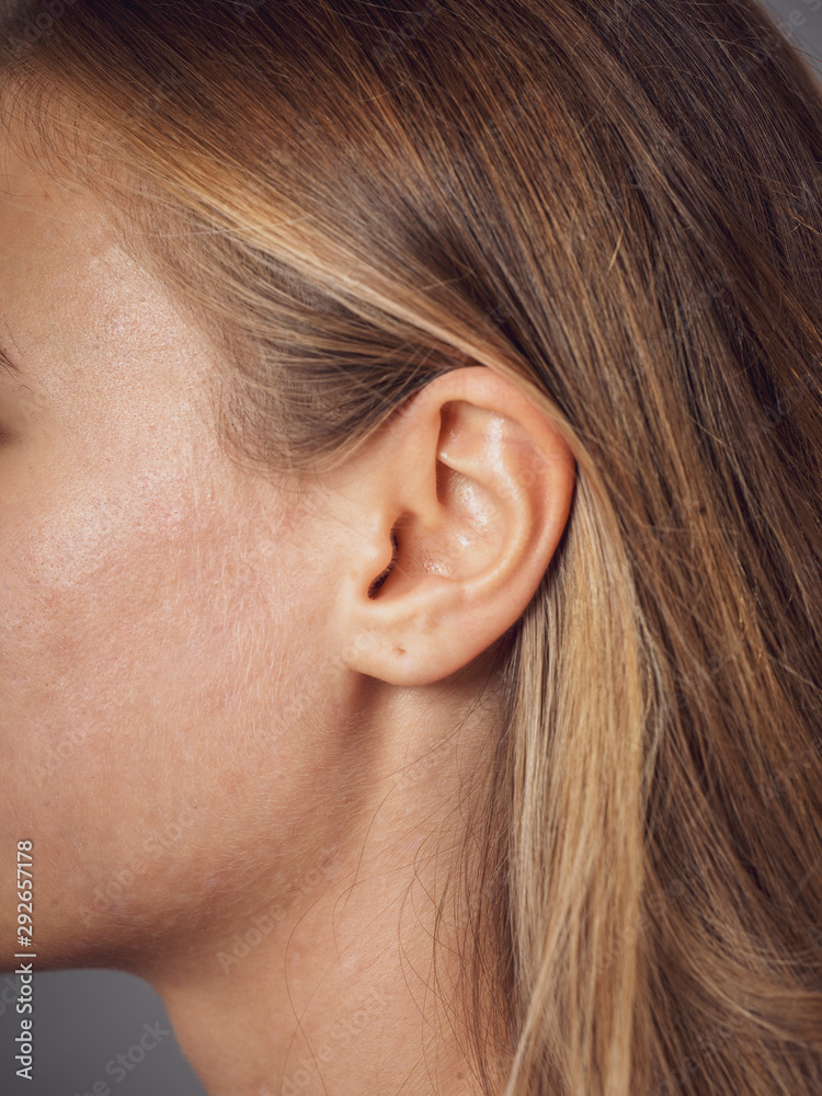macro close-up shot of human ear
