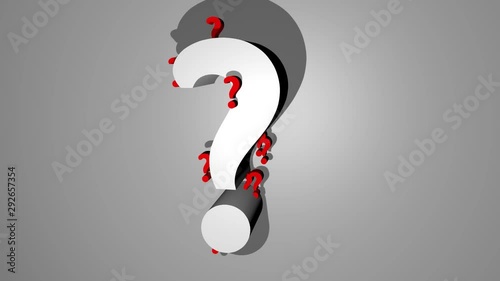 3d animation question mark. Question mark rotating and emitting other questions marks. question or mystery symbol. Intro for scientific theme, quiz, FullHD quality video photo