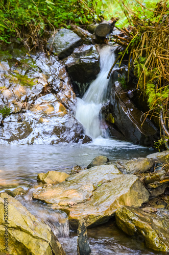 Small creek in the Carpathian mountains inthe autumn season