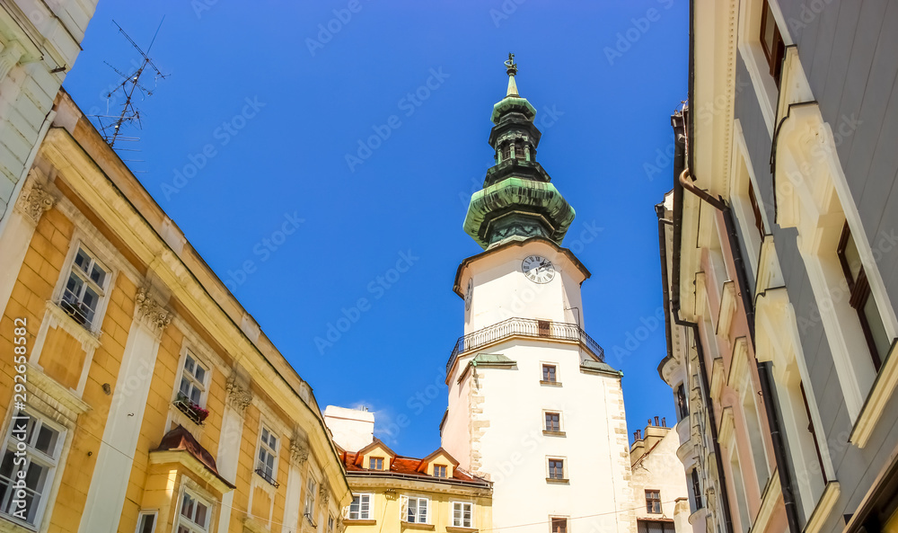Clock Tower of the Michael's Gate in Bratislava, Slovakia