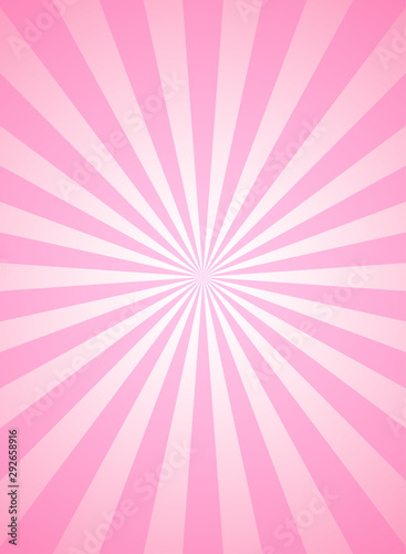 Sunlight vertical background. Pink and white color burst background. Vector illustration.
