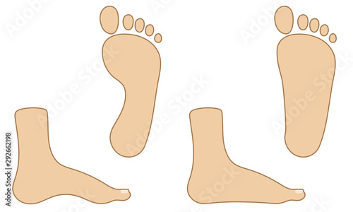 Healthy feet and flat feet illustration set