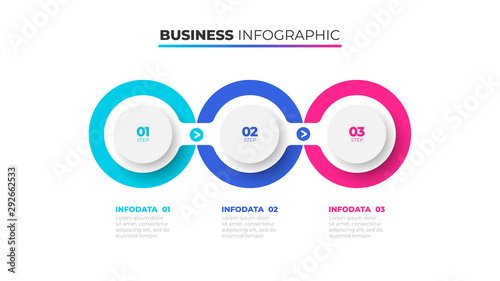 Business process. Vector infographic layout with 3 steps, options. Can be used for workflow diagram, info chart, graph, presentations.