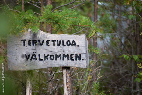 welcome sign in finnish and swedish