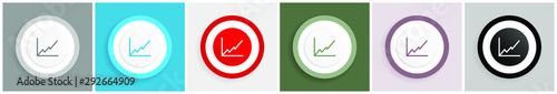 Chart icon set, colorful flat design vector illustrations in 6 options for web design and mobile applications