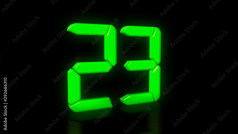 Green LED 23 on black background with reflection Green LED 23 on black background with reflection