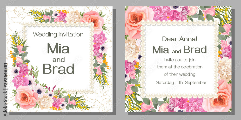 set of vintage cards with flowers