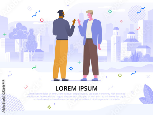 Friendly greeting flat banner vector template