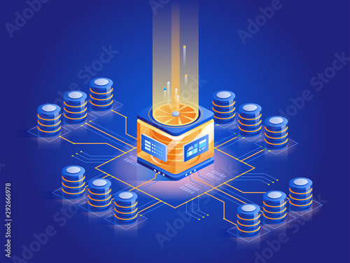 Computer hardware abstract isometric illustration