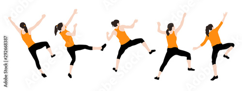 Set of climbers on a wall in the gym isolated on white background flat style. vector illustration.
