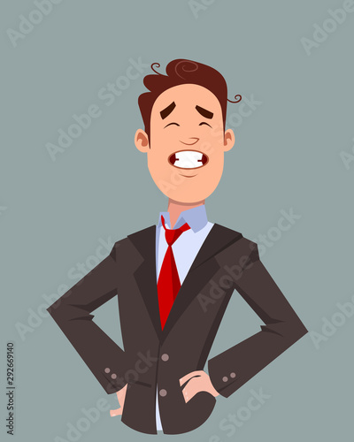 happy facial expression. happy young businessman expression vector illustration in cartoon style.