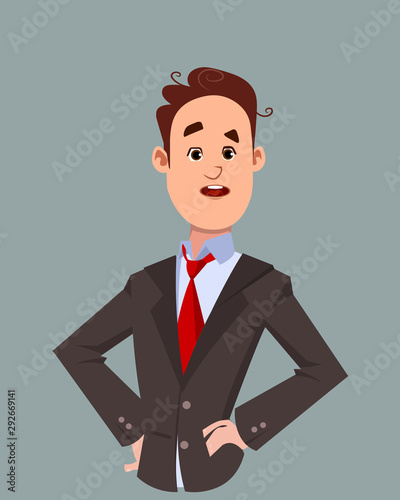 Confused facial expression. surprised young businessman expression vector illustration in cartoon style.