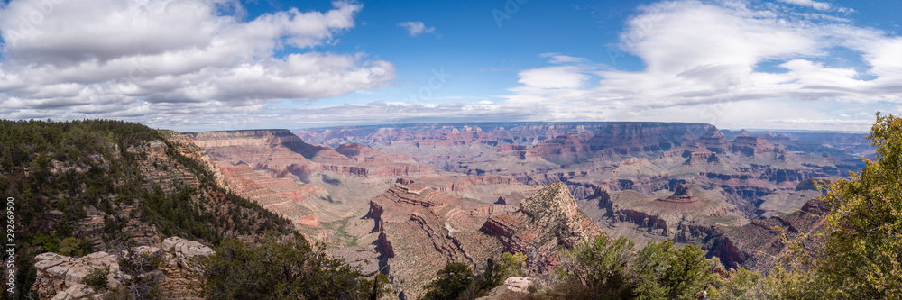 Panorama of the Grand Canyon on a Sunny Morning