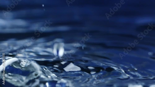 Water drop falling down. Slow motion