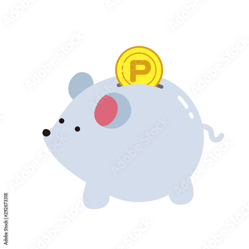 ねずみ　貯金箱　ねずみ年　イラスト
