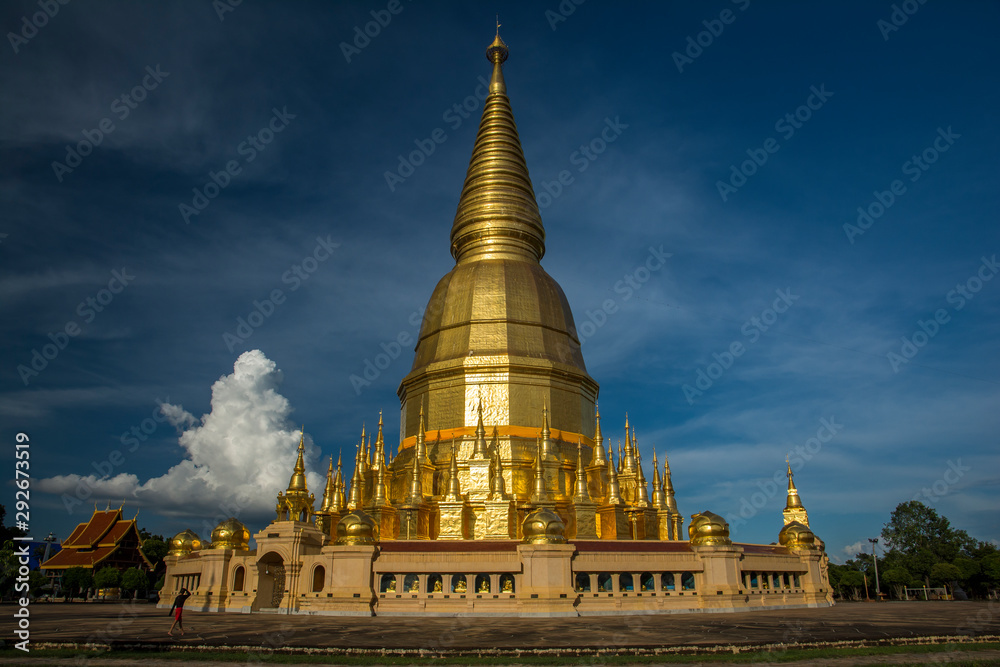 Naklejka premium A greatest pagoda in Lamphun named Chedi Phra Mahathat Si Wiang Chai, Thailand