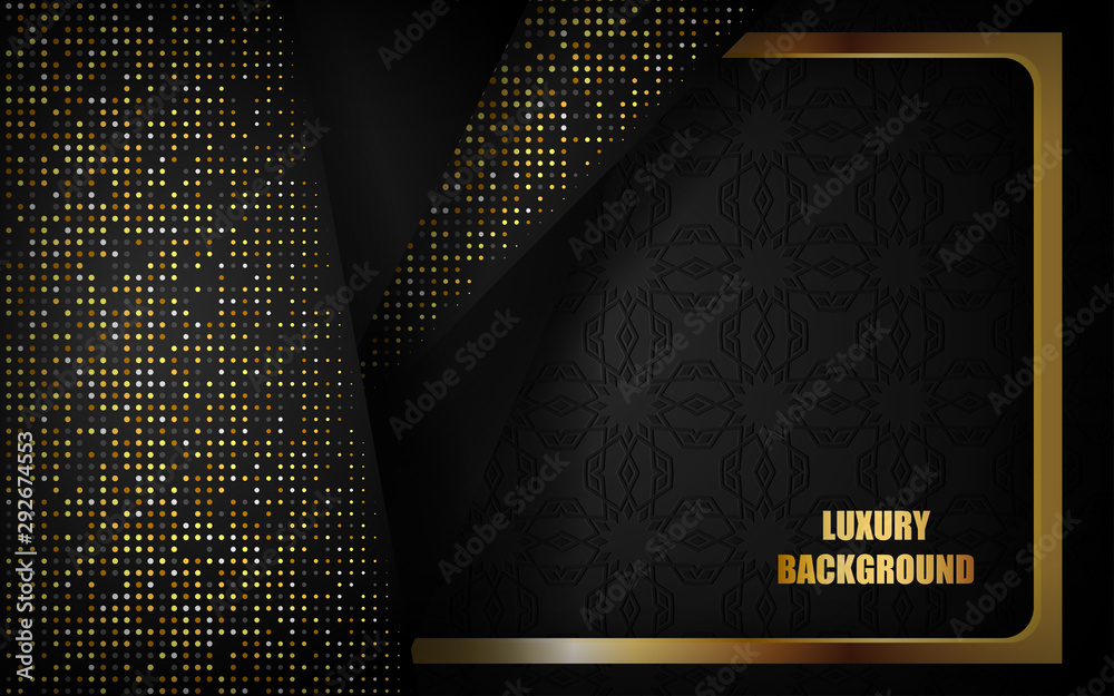 Abstract luxury black background overlap layer on dark space with ...