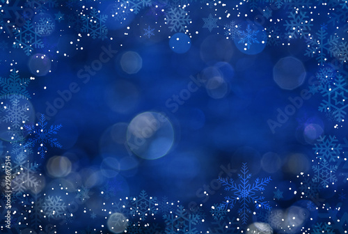 Fototapeta Niebieskie tło Boże Narodzenie z płatkami śniegu