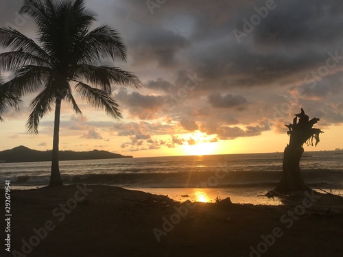 Orange Sunset on Brasilito Beach Costa Rica photo