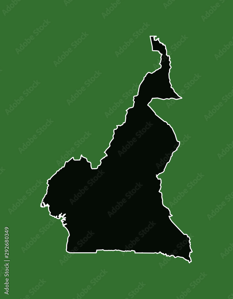 Cameroon vector map with single border using dark green color on light
