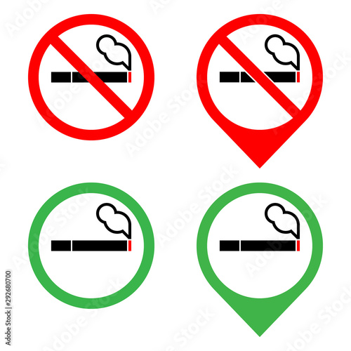 Free Download no smoking area location set sign logo red green circle - GFXLoad