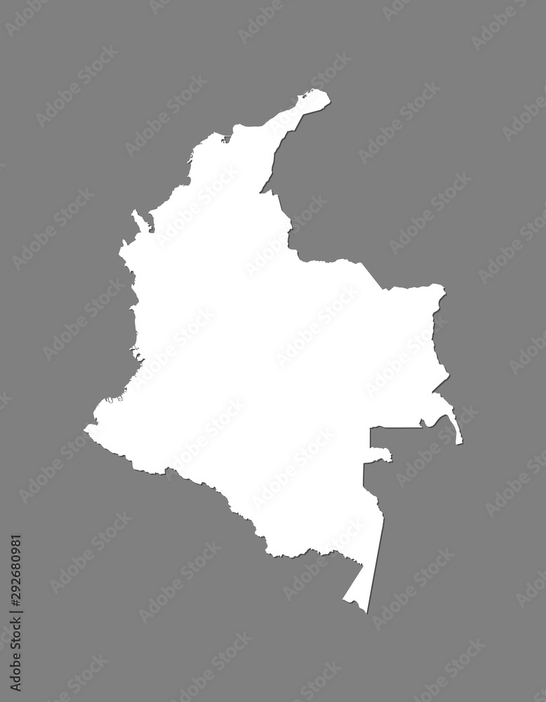 Colombia vector map with integrated land area using white color on dark background illustration Colombia vector map with integrated land area using white color on dark background illustration