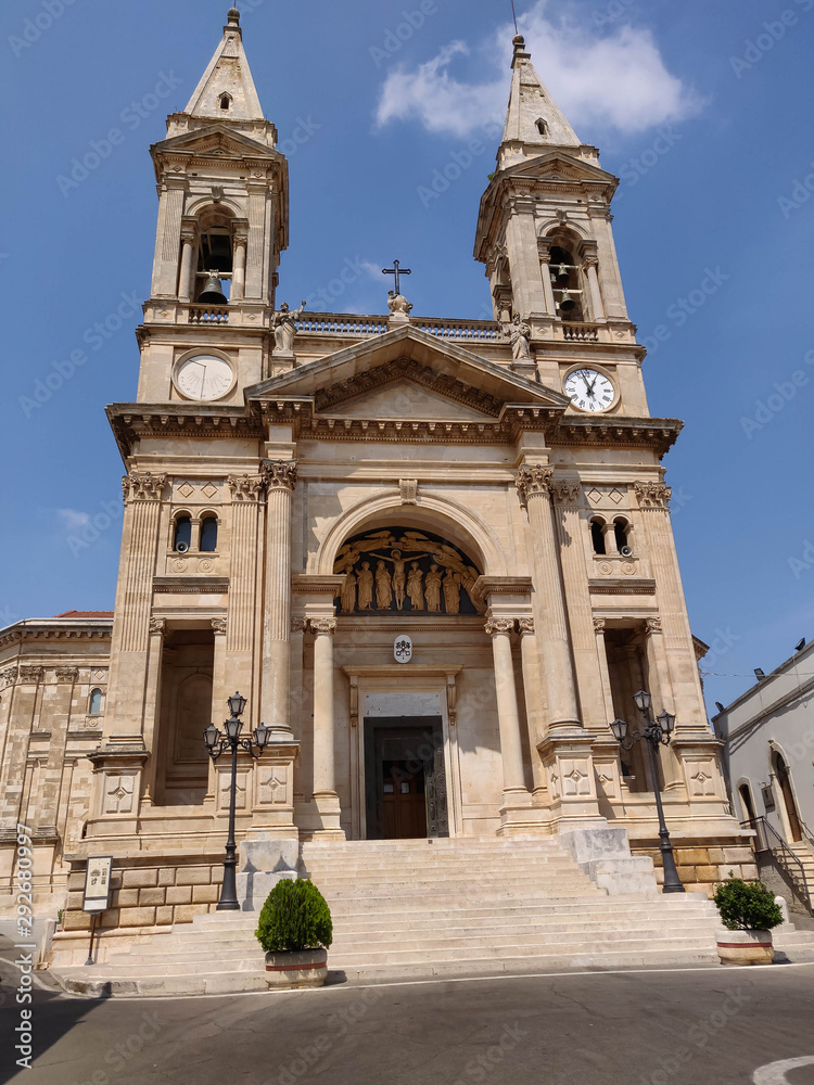Basilica of Saints Cosmas and Damian located in Alberobello in Italy