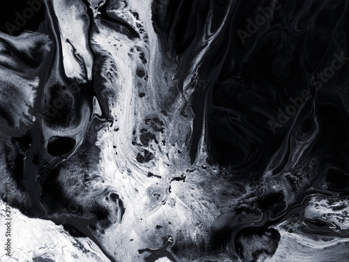 Czarno-białe kreatywne streszczenie ręcznie malowane tło, marmurowa tekstura