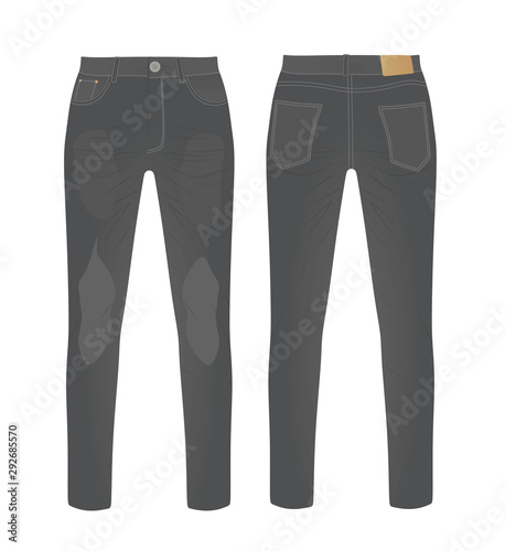 Grey denim pants. vector illustration
